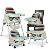 4In1 High Chair For Baby/Kids, Toddler Feeding Booster Seat With Wheels, 3 Height Adjustments, With Cushion, 6 Month To 3 Years, Portable (Blue)
